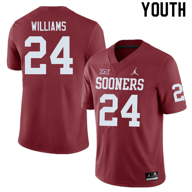 Youth #24 Gentry Williams Oklahoma Sooners College Football Jerseys Sale-Crimson